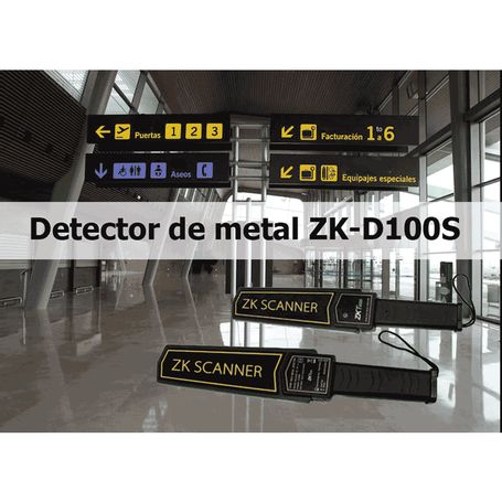 Zkteco D100s  Detector De Metales Portátil / Bateria De Litio 9 Vcd / Alarma Configurable Audio Luz Vibración / Intensidad De 75
