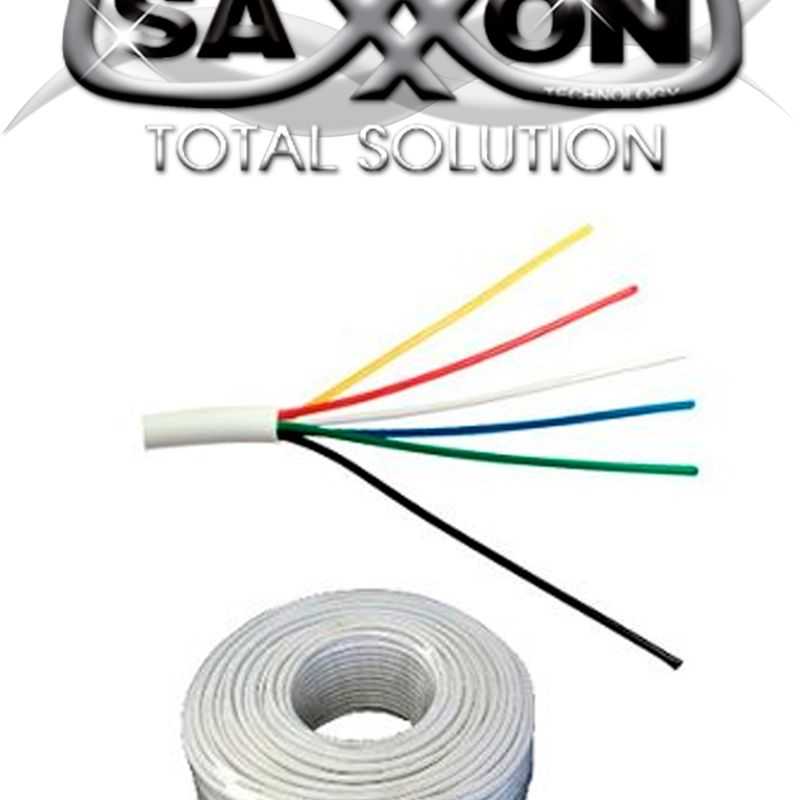 Saxxon Owac6100j  Cable De Alarma / 6 Conductores / Cca/ Calibre 22  Awg / 100 Metros / Recomendable Para Control De Acceso / Vi