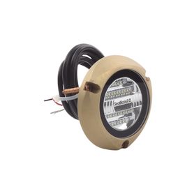 luz led marina sumergible seablaze x2 emite luz de color blanco y azul de 6000 lúmenes fabricada en bronce naval con grado de p