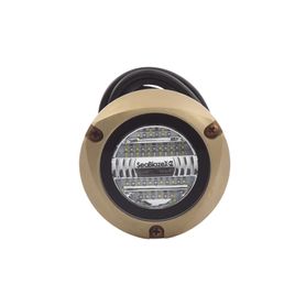 luz led marina sumergible seablaze x2 emite luz de color blanco y azul de 6000 lúmenes fabricada en bronce naval con grado de p