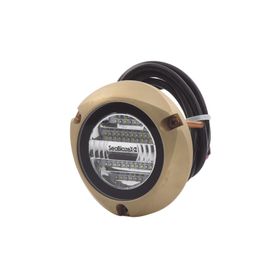 luz led marina sumergible seablaze x2 emite luz de color blanco y azul de 6000 lúmenes fabricada en bronce naval con grado de p