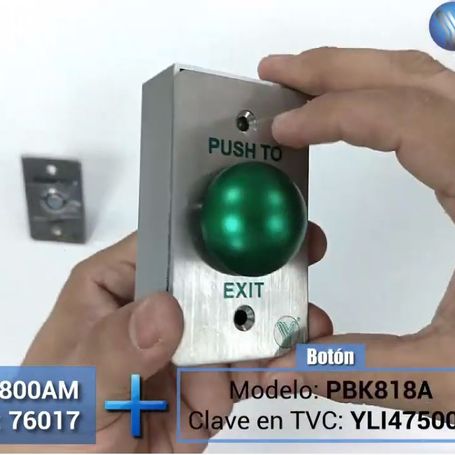 Yli Pbk818a  Botón De Salida En Acero Inoxidable Salidas No Y  Nc En Acabado Color Verde Compatible Con Caja Para Instalacion Cl