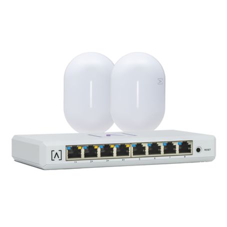 kit de lanzamiento alta labs incluye 1 switch poe s8poe y 2 puntos de acceso wifi 6 ap6pro bloqueo de contenido y administració