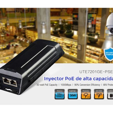 Utepo Utp7201gepse30  Inyector  Poe Plus / 30w / Af / At / Gigabit Ethernet Ofertasredes Sucursales