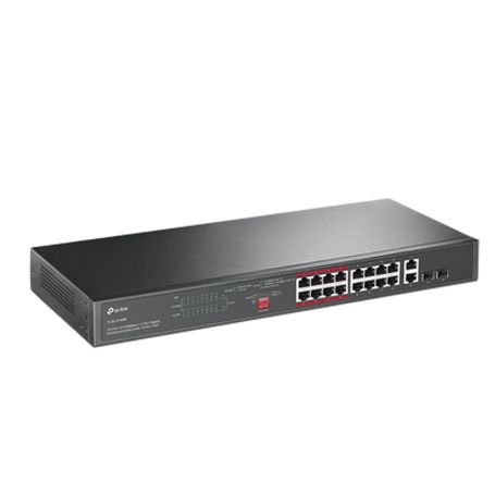 Switch Poe No Administrable De 16 Puertos 10/100 Mbps / 2 Puertos 10/100/1000 Mbps En Combo Con 2 Puertos Sfp / Presuuesto Poe 2