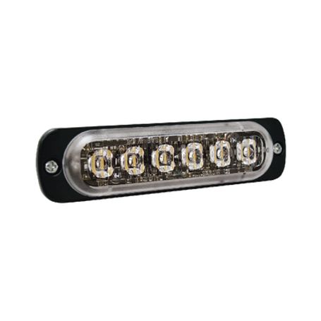 Luz Auxiliar De 6 Led Roja Bisel Negro Lente Transparente