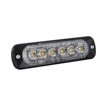 Luz Auxiliar De 6 Led Roja Bisel Negro Lente Transparente