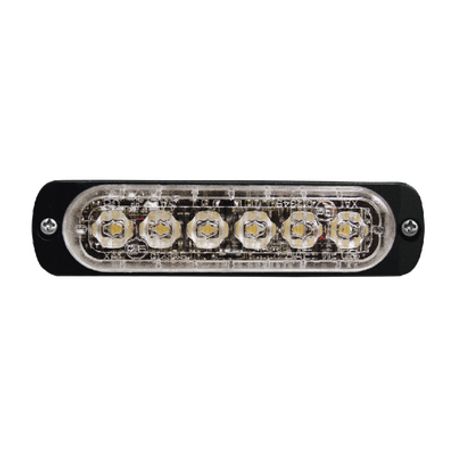 Luz Auxiliar De 6 Led Roja Bisel Negro Lente Transparente