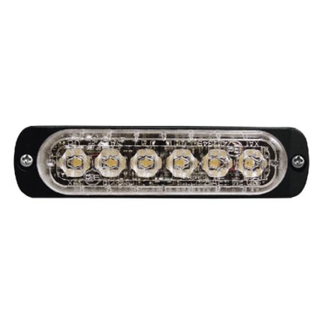 Luz Auxiliar De 6 Led Roja Bisel Negro Lente Transparente