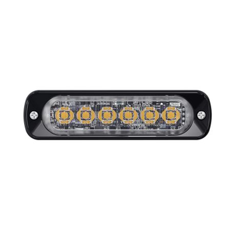 Luz Auxiliar De 6 Led Roja Bisel Negro Lente Transparente