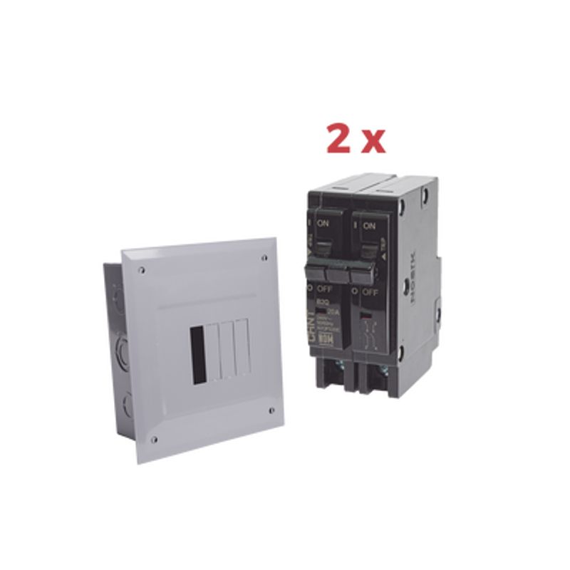 Kit Centro De Carga 4p Para Empotrar Con 2 Interruptores Térmicos De 2 Polos 20amp 120/240vca 10ka. Kit Centro De Carga 4p Para Empotrar Con 2 Interruptores Térmicos De 2 Polos 20amp 120/240vca 10ka.