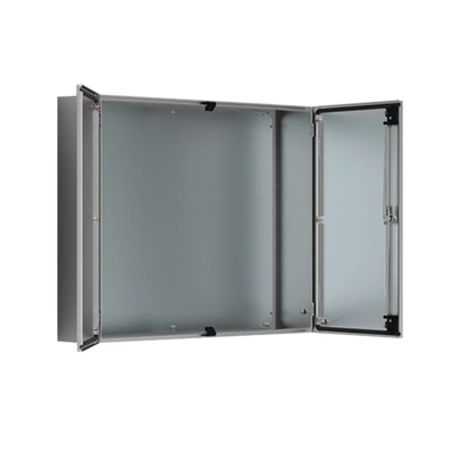 gabinete de doble puerta 1200 x 1200 x 400 mm de acero inoxidable cepillado protección nema 12 ip55 ik10