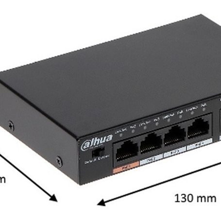 Dahua Pfs30064et60  Switch Poe De 6 Puertos Fast Ethernet/ 4 Puertos Poe/ 2 Puertos Uplink/ 60 Watts Totales/ Soporta Poe Watchd