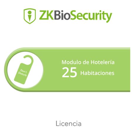 Licencia Para Zkbiosecurity Para Modulo De Hoteleria Para 25 Habitaciones