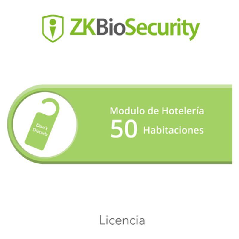 Licencia Para Zkbiosecurity Para Modulo De Hoteleria Para 50 Habitaciones