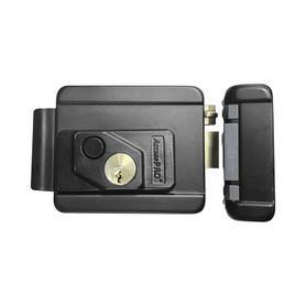 cerradura eléctrica con botón de salida  incluye llave   exterior  derecha  color negro