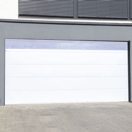 puerta de garage de alta calidad  linea central  color blanco 20x9 pies  aislada estilo americana