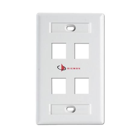 placa de pared keystone de 4 salidas color blanco para jacks keystone zmax y max