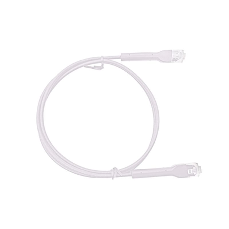 Cable De Parcheo Ultra Slim Con Bota Flexible Utp Cat6 18 Cm Blanco Diámetro Reducido