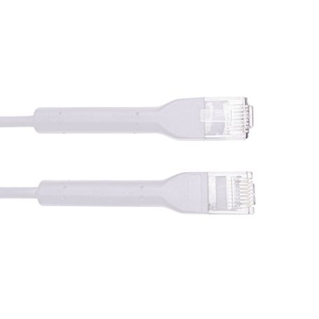 Cable De Parcheo Ultra Slim Con Bota Flexible Utp Cat6 18 Cm Blanco Diámetro Reducido