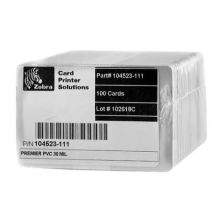 PVC Zebra Blanco Tarjetas 30mil (500 Tarjetas)