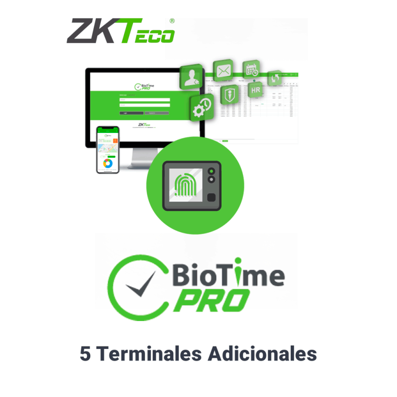 ZKTECO BIOTIMEPROADDDEV- Licencia Vitalicia para Agregar 5 Terminales