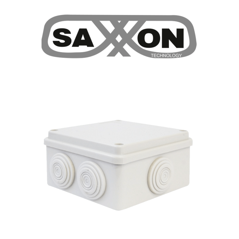 SAXXON SXWD010 - Caja de conexiones con 7 entradas / PVC libre de halógenos / Compatible con cámaras Bullet y Domo / Dimensiones