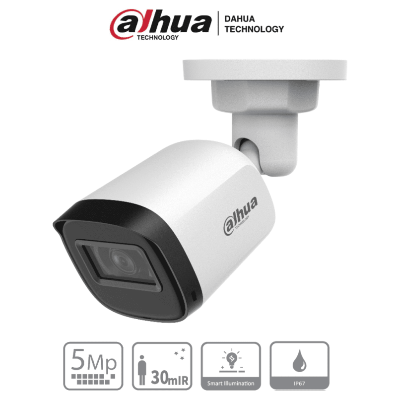 DAHUA HAC-B1A51-U-28 - Cámara Bullet de 5 Megapixeles/ Lente 2.8 mm/ 106 Grados de Apertura/ IR de 30 Mts/ IP67