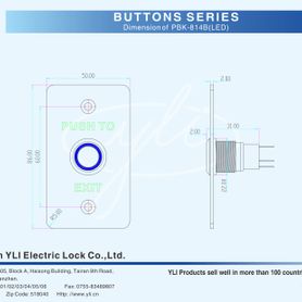 yli pbk814bled  boton liberador de puerta de acero inoxidable con luz led azul  salidas no y  nc  compatible con caja de  insta