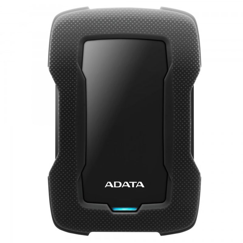 Disco duro externo ADATA 5TB USB 3.2 (retrocompatible con 3.0 y 2.0). Carcasa de silicona que absorbe impactos. Negro.  AHD3305T