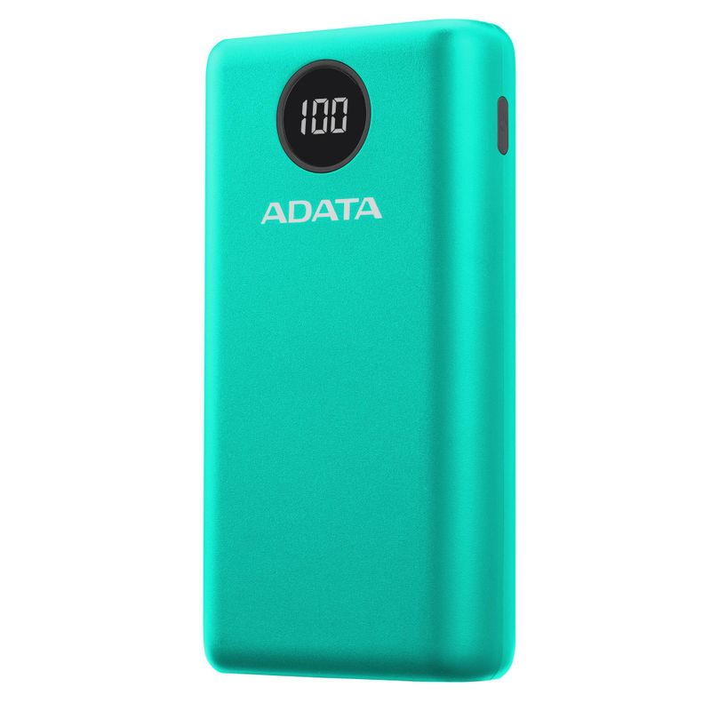 PowerBank ADATA P20000QCD 20000 mAh. Compatible con Qualcomm QC 3.0 y USB Power Delivery 3.0. indicador digital de carga y 2 pue