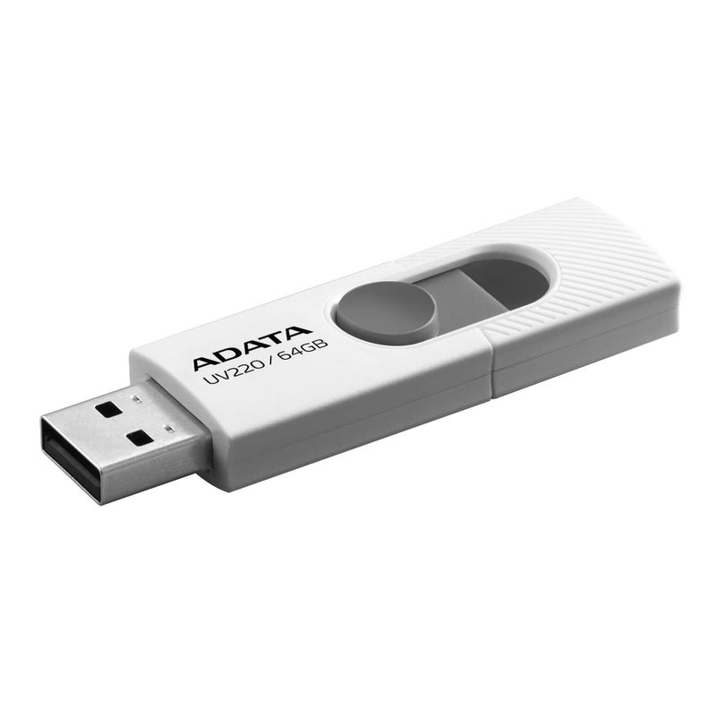  Memoria USB 2.0 de 64GB UV220 diseno deslizante sin tapa. Color BLANCO/GRIS. AUV22064GRWHGY NMG-30U2