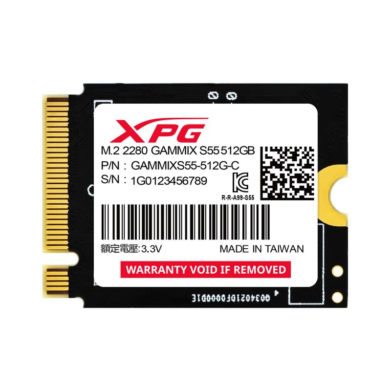  Unidad de Estado Sólido XPG GAMMIX S55 512GB PCIe Gen4 x4 M.2 2230 SGAMMIXS55512GC NMG-30U2