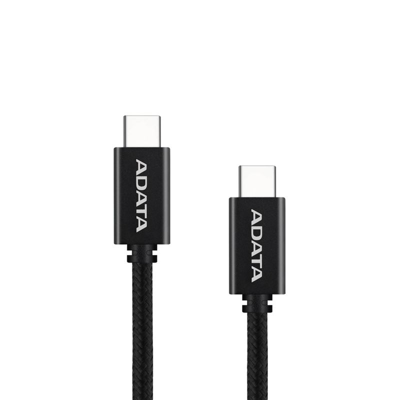  Cable ADATA USB Tipo C  USB Tipo C.  Conector reversible tipo C potencia máxima de salida de 100 W Tejido de nailon (1 M de lon