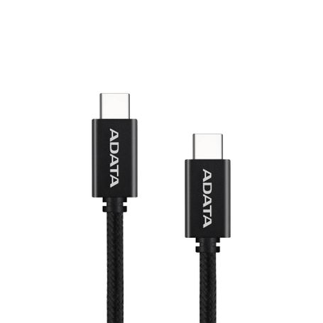  Cable ADATA USB Tipo C  USB Tipo C.  Conector reversible tipo C potencia máxima de salida de 100 W Tejido de nailon (1 M de lon