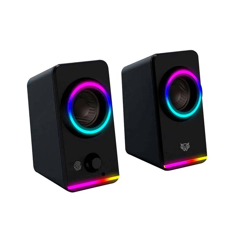 Bocinas 2.0 Gamer Glimm Style BG565 Balam Rush Conexión Bluetooth/Auxiliar Controlador Touch iluminación LED 3 modos 10w RMS NMG