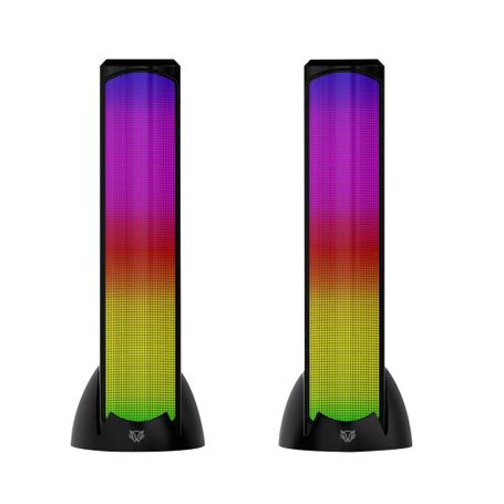 Bocinas 2.0 Gamer Glimm Tower BG575 Balam Rush Conexión Bluetooth/Auxiliar iluminación LED 3 modos 10w RMS. Sonido estéreo Alime