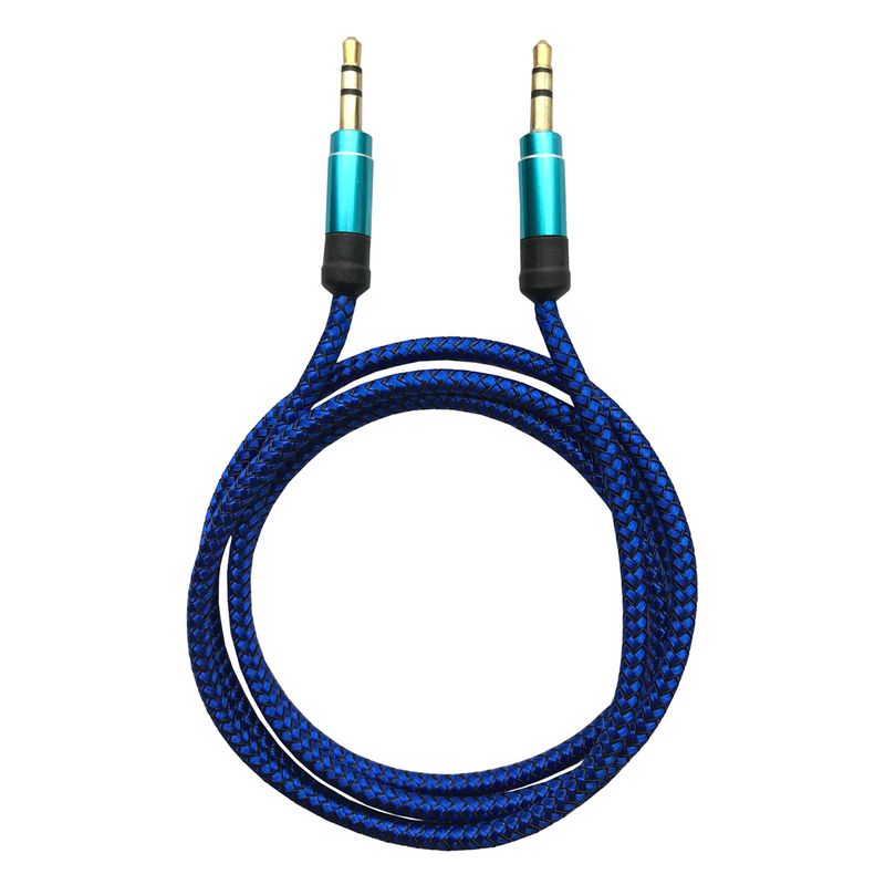 Cable de Stereo Nylon 1MTS 1 m Macho/Macho Azul Nylon Auxiliar NMG-30U2