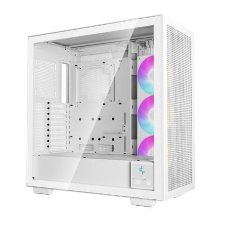 Gabinete Deepcool RMORPHEUS Compatibilidad ATX EATX GPU de hasta 480mm. Incluye 3 ventiladores ARGB de 140mm. Capacidad 9 ventil