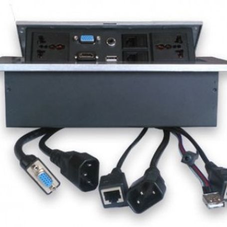 Caja de Mesa RJ45 Cat 5e HDMI SVGA USB V2.0 3.5 mm Nema 515R Plata BROBOTIX 005514 TL1 