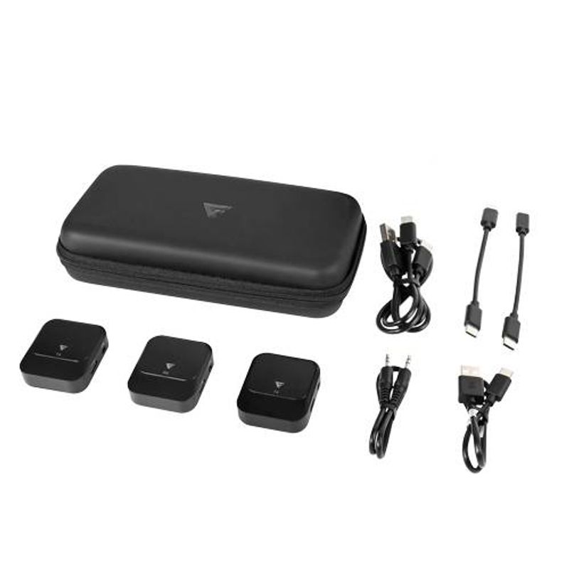 KIT 2 MICRÓFONOS LAVALIER GAME FACTOR MCL650 USB C 2.4GHz ULTRA BAJA LAT CANC DE RUIDO NEGRO NMG-30U2