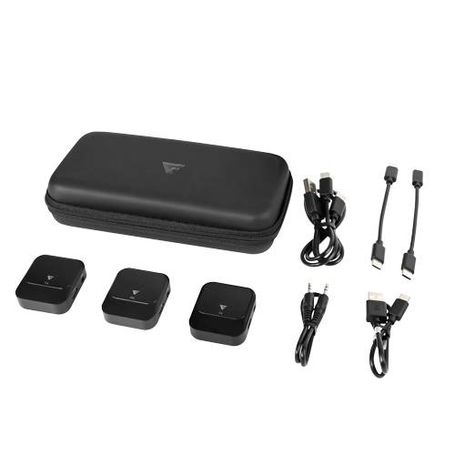 KIT 2 MICRÓFONOS LAVALIER GAME FACTOR MCL650 USB C 2.4GHz ULTRA BAJA LAT CANC DE RUIDO NEGRO NMG-30U2