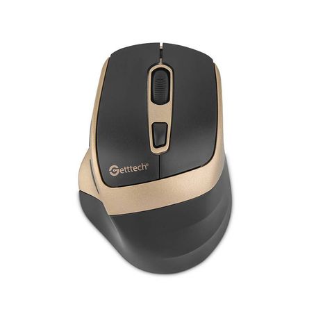 GETTTECH MOUSE INALAMBRICO PARA OFIC 6D 725F ILUMINACION RGB CUSTOM 7200 DPI 5 BOTON 1 SCROLL CONECTIVIDAD DUAL NEGRO DORADO GGM