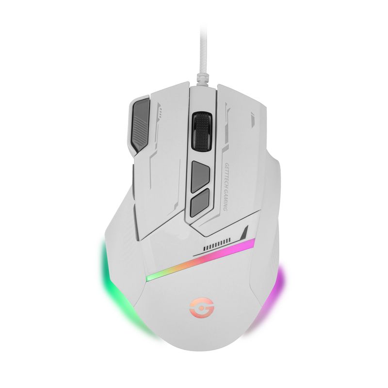 GETTTECH MOUSE GAMER SENSOR 725F ILUMINACION RGB PERSONALIZABLE HASTA 7200 DPI COLOR BLANCO YGRIS MOD. GPMRGBWRG1WH NMG-30U2