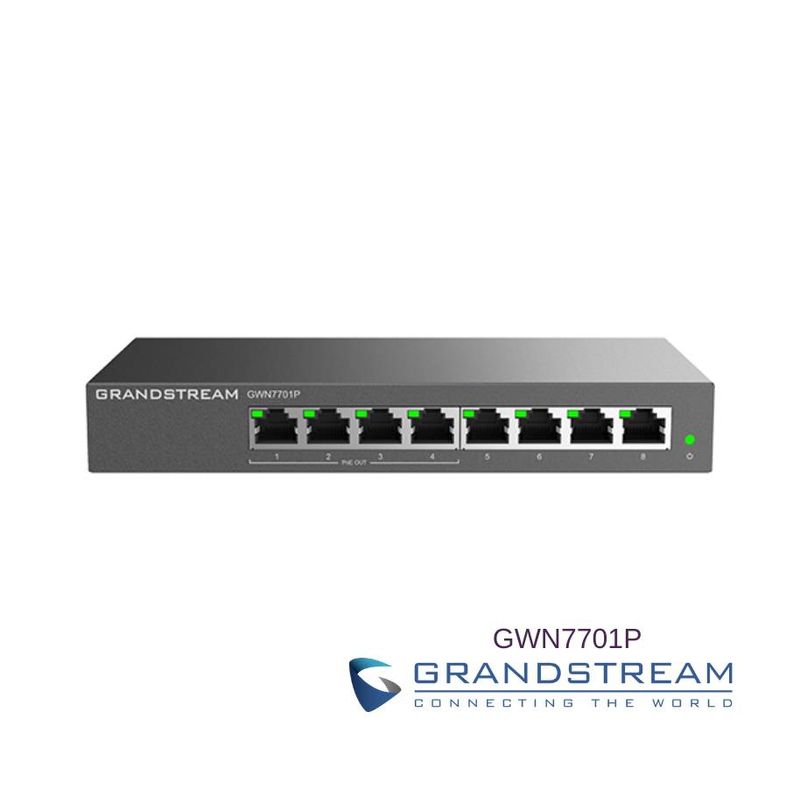 Switch No Administrable de 8 puertos Gigabit con 4 puertos Poe hasta 60W de salida compatible con GWN Cloud  carcasa metalica NM