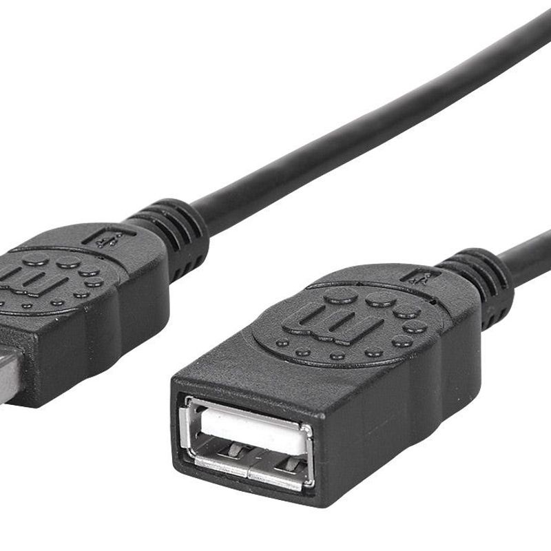 Cable de Extensión USB2.0 de alta velocidad (338653) Manhattan  USB 20 A Macho / A Hembra 480 Mbps 1.8m. Color negro NMG-30U2