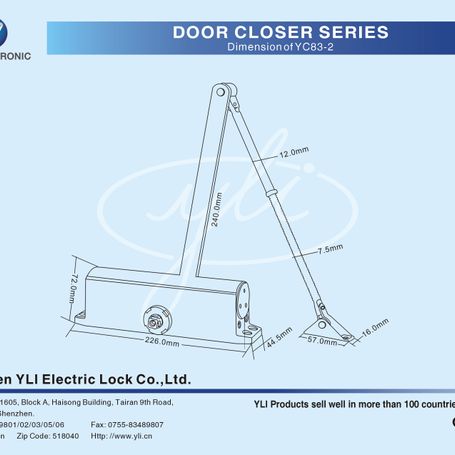 Yli Yc832   Brazo Cierra Puerta Automático / Para Puertas De 100 Kg / Compatible Con Puertas De Madera Vidrio Metal / Velocidad 