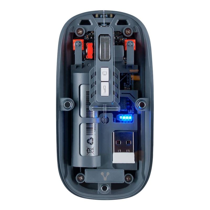 MOUSE VORAGO MO415 INALÁMBRICO Y BLUETOOTH HASTA 1600 DPIS RECARGABLE TRANSPARENTE 6005460