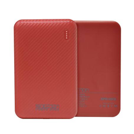 POWERBANK NPW05FB Necnon 5000mAh CARGA 2.1A 1 A 2 CARGAS INDICADOR LED ENTRADA Y SALIDA TIPO C ROJO CARGA ACELERADA NBPB0502FB 6