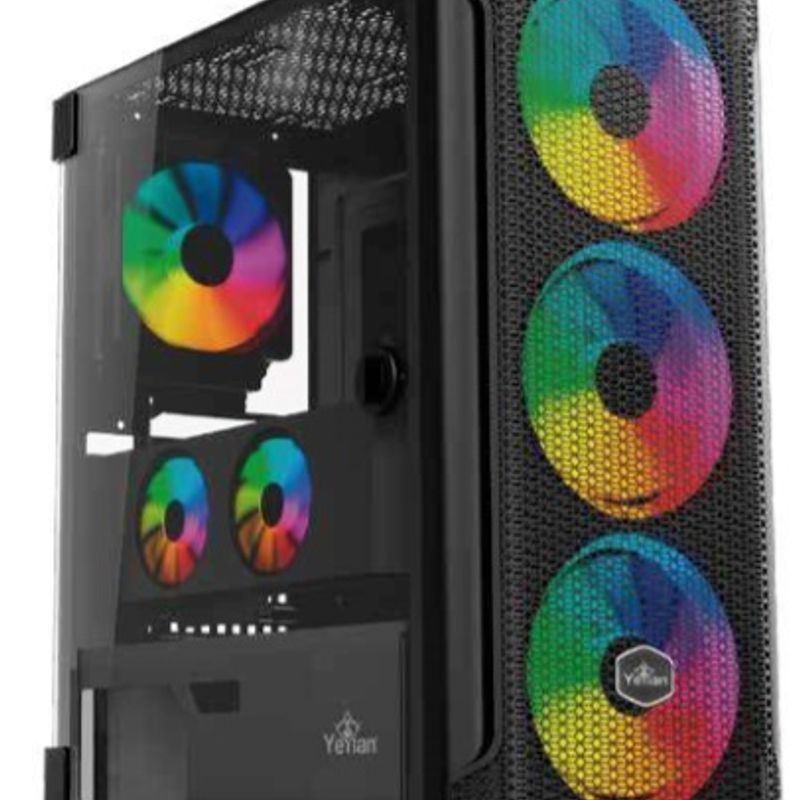 YEYIAN GABINETE MEDIA TORRE GAMER HOLLOW SERIE 2500 NEGRO ITX MICRO ATX ATX EATX PANEL LATERAL DE CRISTAL TEMPLADO 3 VENTILADORE